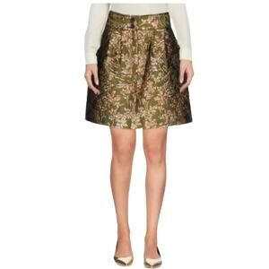 MAURO GRIFONI Brocade Mini Skirt Floral Army Green  Size Small (40 Italy) NWOT